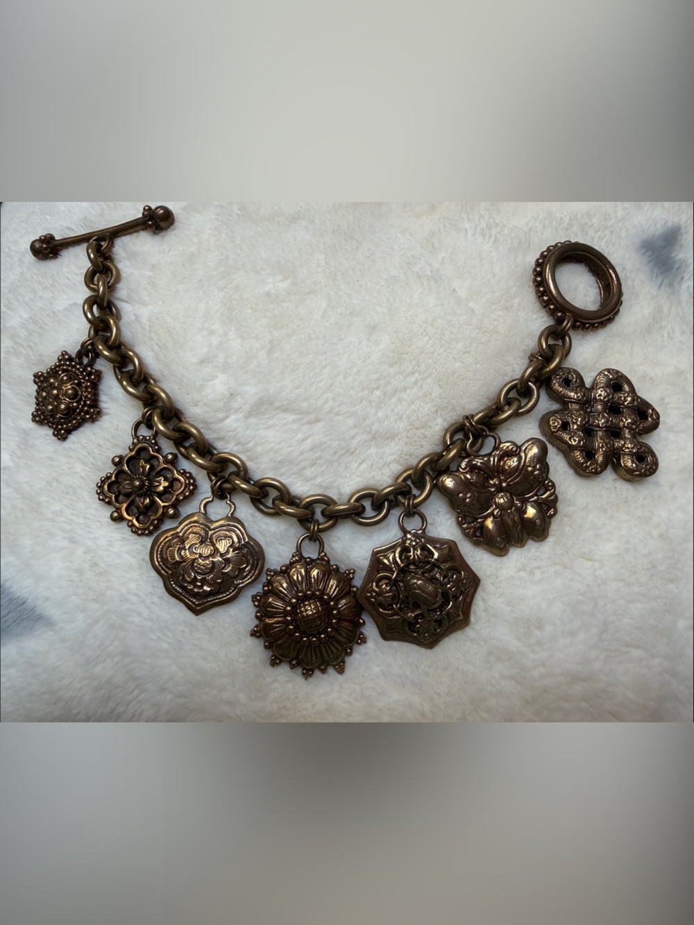 Stephen Dweck Bronze Floral Charm Bracelet